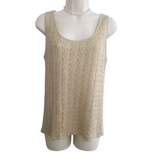 Y2K Cache Women’s Gold Metallic Sleeveless Top Size M Glam Desk To Dinner